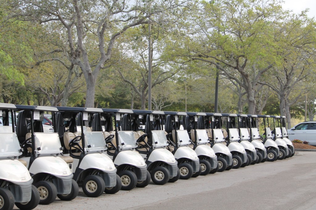 golf carts lined up